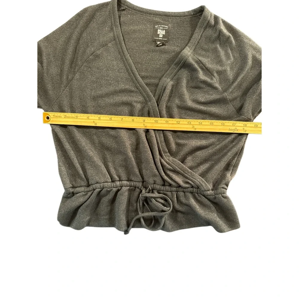 Billabong Women's Charcoal Wrap Knit Long Sleeve Drawstring Casual Top - Picture 3 of 5